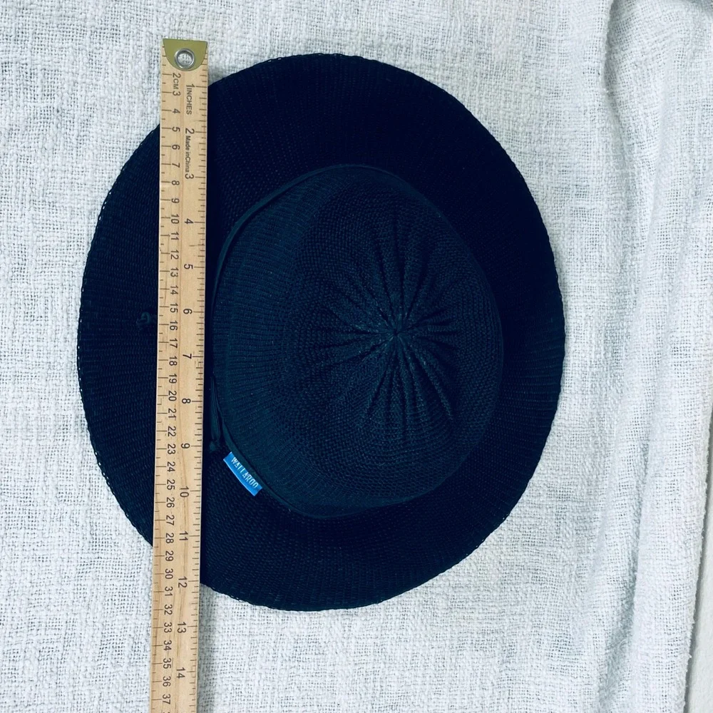 Wallaroo Victoria Fedora Womens Black Poly Straw Packable UPF 50 Sun Hat